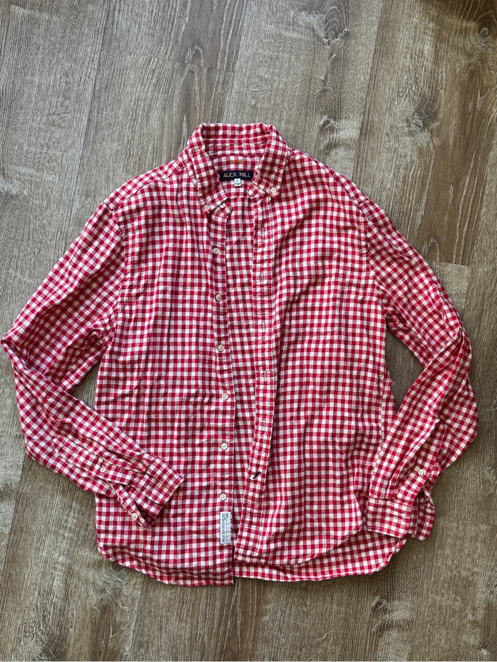 Alex Mill Red and White Gingham Button-Down Shirt